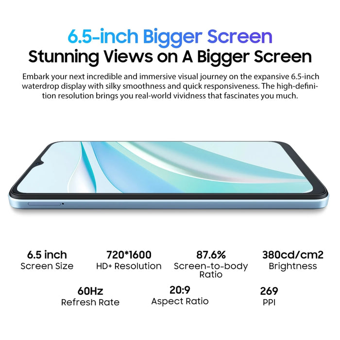 Blackview Wave 6C Smartphone 6.5inch HD Display Octa Core Android 13 Mobile 5100mAh Battery 2GB 32GB 8MP Camera 4G Cellhone