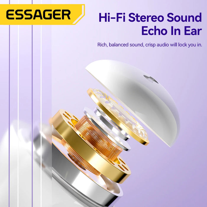 Essager Wireless Bluetooth 5.3 Headphones TWS Earphones Mini Heaset With Charging Case Mic semi in ear Earbuds For All Phone