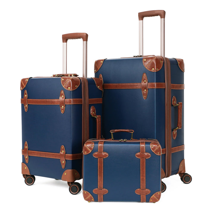 Urecity Vintage 3 Pieces Luggage Sets,Large Capacity Trunk Suitcase with Wheels,Carry on Suitcase for Women (14" & 20" & 28")