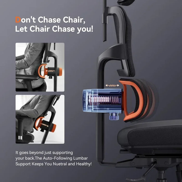 Ergonomic Office Chair with Footrest- High Back Desk Chair with Unique Adjustable Lumbar Support, Seat Depth Adjustment, Tilt Fu