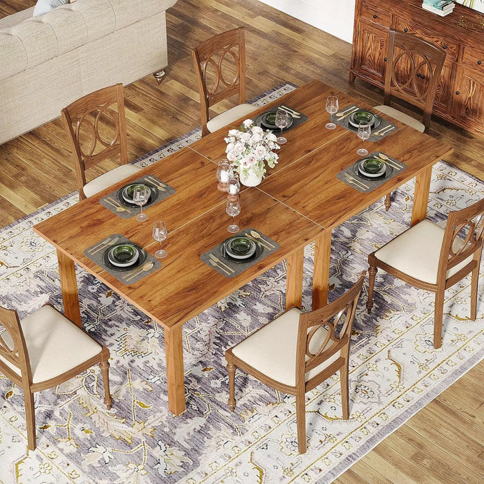 39.4 Inches Square Dining Table for 4 People,Wooden  Dinner Table with Oak Finish Top and Solid Wood Legs for Dining Room