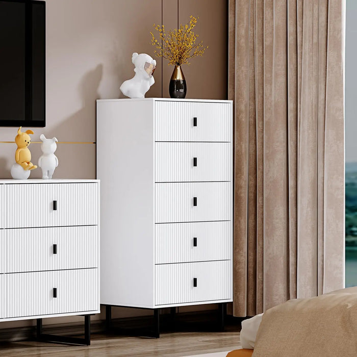 5/6 Drawer Dresser for Bedroom,Modern Drawer Chest Tall Storage Cabinet Organizer Unit with Metal Legs,for Living Room,Hallway