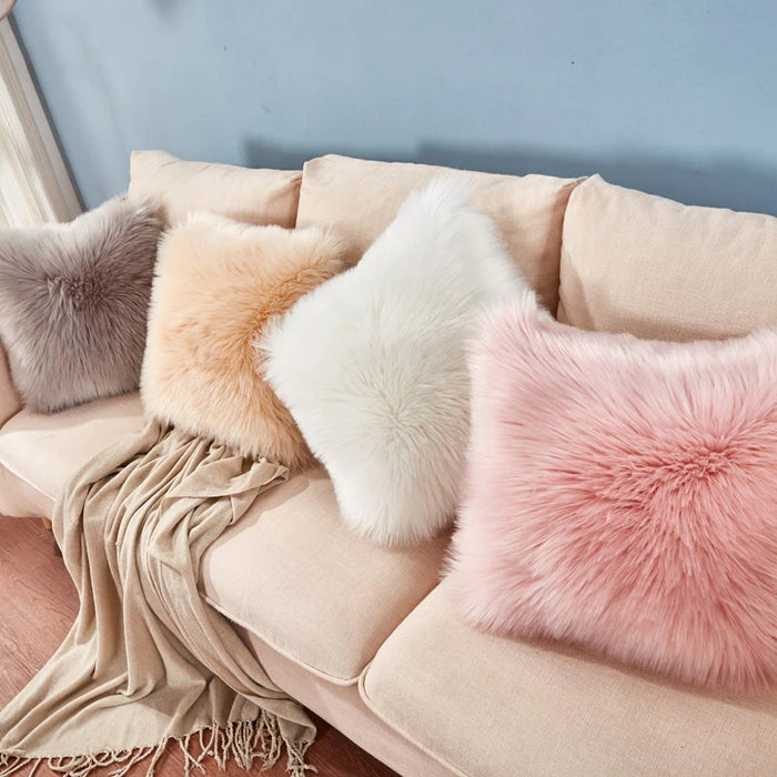 Nordic Faux Fur Cushion Cover Artificial Wool Throw Pillowcase Cushion Case Home Soft Living Room Bedroom Car Decorative 50x50cm