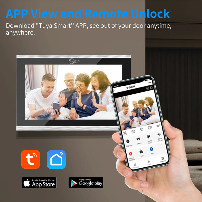 Video Intercom Tuya 7/10 Inch Doorphone Touch Screen with Wired Doorbell 1080P 148° APP Password Fingerprint 1 monitor+1 camera