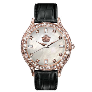 Fashion Large Dial Watch Pointer Quartz Rose Gold Watch Waterproof Genuine Leather Fashion Women's Wrist Watch