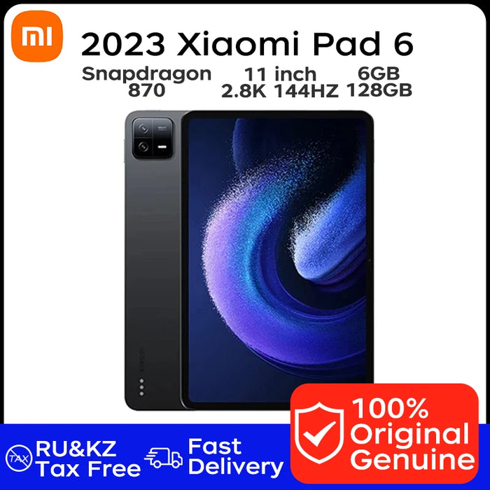 2023 Xiaomi Pad 6 Tablet 11 Inch 2.8K 144Hz UHD Screen Snapdragon 870 CPU 6GB 128GB 8840mAh 33W Fast Charge 8MP+13MP Tablet PC