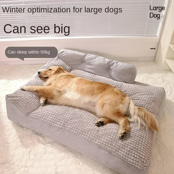 Comfortable Beds for Large Dogs Machine Washable Waterproof Dog Bed L Shape Foam Dog Beds Spacious Mat for Multiple Dogs Family