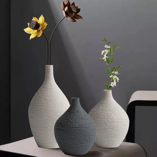 Simple Ceramic Vase Decoration for Home Nordic Luxury Narrow Mouth Flower Pot Living Room Interior Office Desktop Decor Gift