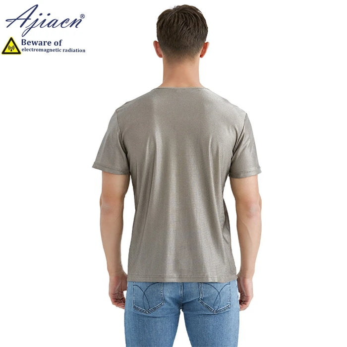 Genuine anti-radiation 100% silver fiber knitted fabric men's T-shirt computer room Electromagnetic radiation shielding T-shirt