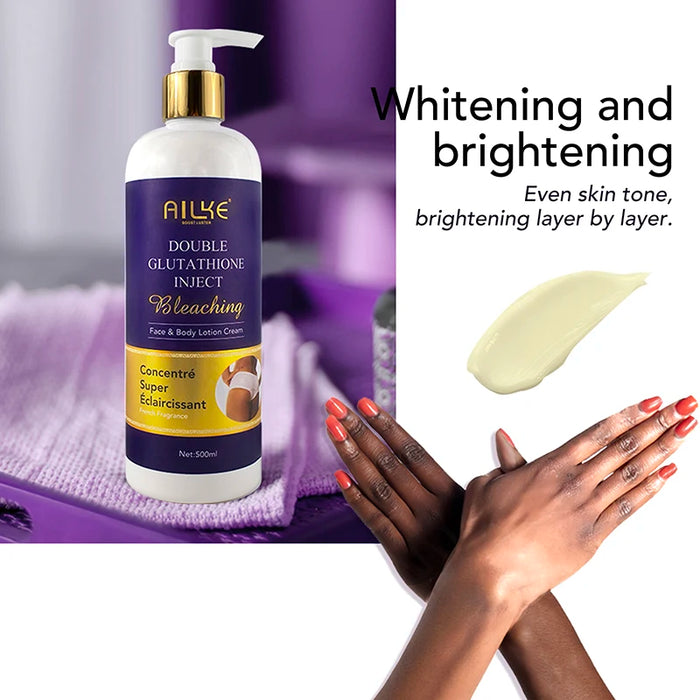 AILKE Lightening Lotion, With Double Glutathione, Hydration, Brightens, Increases Skin Radiance, Dark Spot Corrector Body Cream