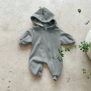 Baby Pocket Hooded Zip-up Jumpsuit Newborn Clothes 2024 Baby Boy Comfy Hooded Romper with Zip Girls Climbing Clothes Jumpsuit
