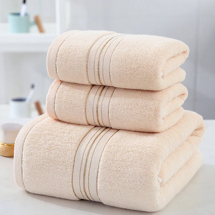 3pcs/set Super Soft Absorbent 70x140cm Cotton Bath Towel Set Face Hand Washcloth for Adults