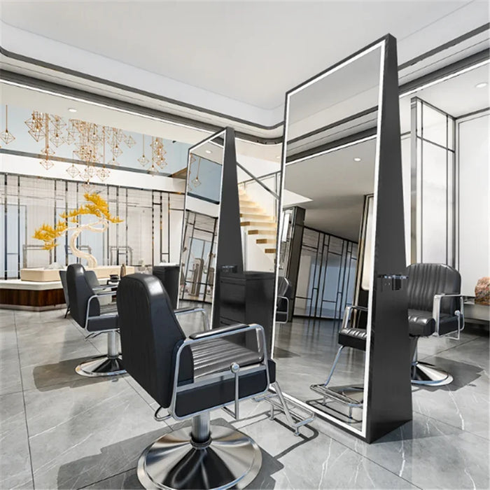 Internet Celebrity Barber Shop Single And Double-sided Mirror,Hair Salon Dedicated Wall-mounted Hairdressing Mirror With Lamp