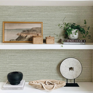 Grasscloth Wallpaper Peel and Stick Green Home Decor Grassweave Self-adhesive Furniture Cabinet Sticker Textured Contact Paper