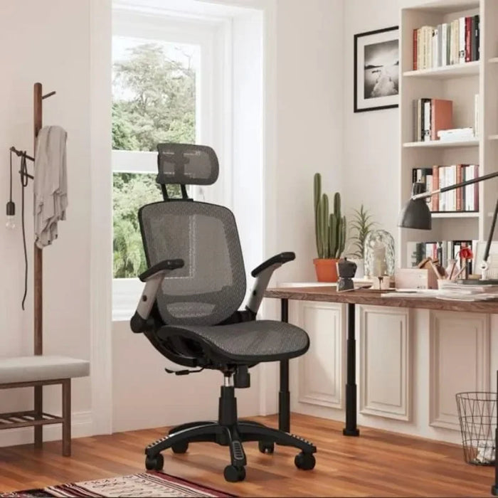 Ergonomic Mesh Office Chair, High Back Desk Chair - Adjustable Headrest with Flip-Up Arms, Tilt Function, Lumbar Support