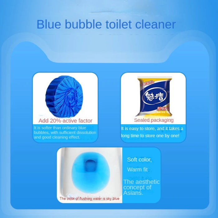 1/5/10 Bags Toilet Cleaner Deodorizer Blue Bubble Restroom WC Automatic Flushing Tablets Effective Long-term Cleaning Freshener