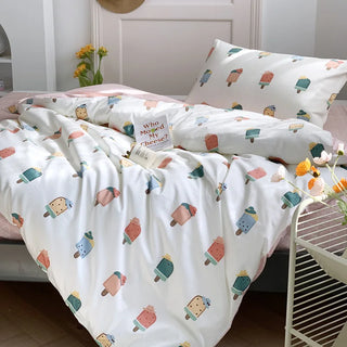 Children Quilt Cover 120x150cm 100% Cotton 60s Yarn With Pillowcase 30x50cm All Seasons Boy Girl Cute Colorful Kids Bedding Set