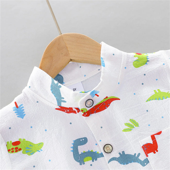 PatPat Newborn Boy 100% Cotton 2pcs Dinosaur Print Short-sleeve Baby Set New Born Lovely Summer Clothing Wholesale Kids Wear