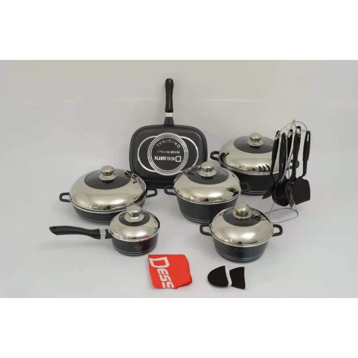 Die Cast Die-cast Aluminum Non-stick Dessini 23pcs Kitchen Cookware And Nonstick Cookware Sets