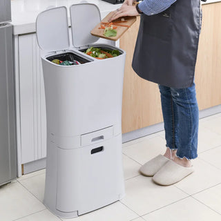 Kitchen Trash Can 3-layer Floor Saves A Lot Of Dry And Wet Sorting With Wheels Household Corner Plastic Waste Bin Garbage
