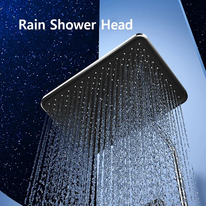 White Grey Rainfall Shower System Suit Bathroom Brass LED Digital Faucet Set Bathtub 4 Way Pressurized Shower Full Set