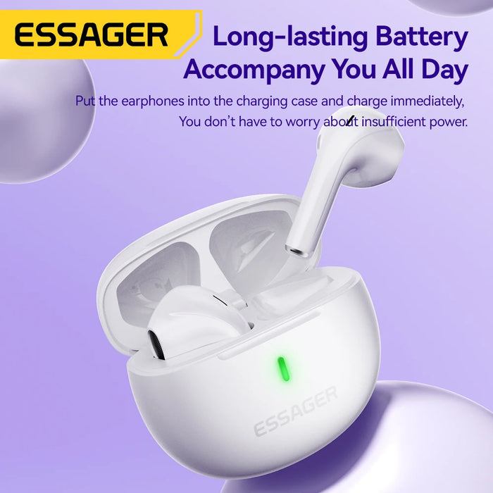 Essager Wireless Bluetooth 5.3 Headphones TWS Earphones Mini Heaset With Charging Case Mic semi in ear Earbuds For All Phone