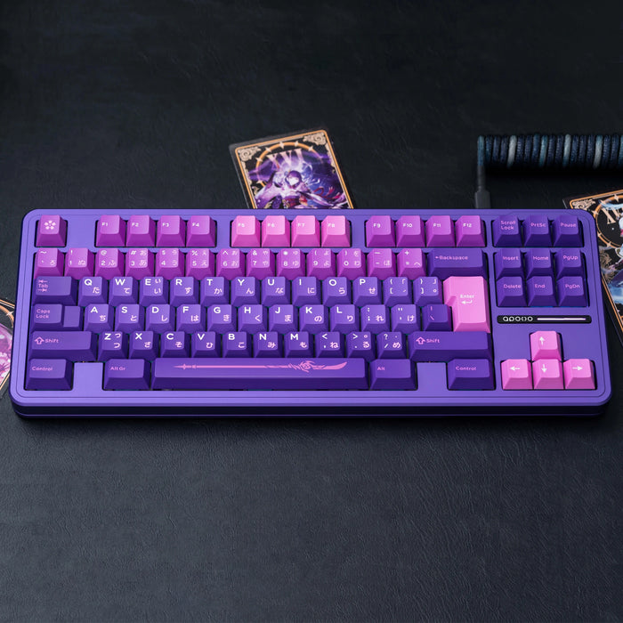 Domikey X iNKY GI Inazuma Cherry Profile keycap Purple Pink for keyboard  87 104 xd64 xd68 xd84 BM60 BM65 BM68 Genshin Impact