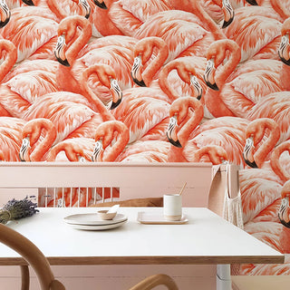 Red Flamingos Peel And Stick Wallpaper Self-adhesive Waterproof Birds Bathroom Kitchen Sticker Watercolor Furniture Renovation