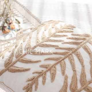 Flax Leaves Embroidered Cushion Cover Creative Linen Decorative Pillows for Sofa Living Room Pillow Covers Waist Pillow Case