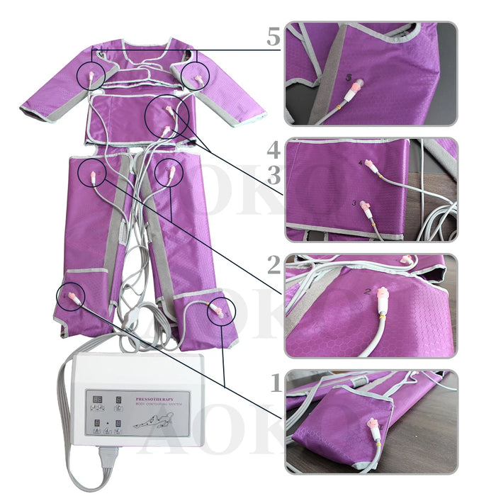 AOKO Lymphatic Drainage Machine Air Wave Pressure Sauna Suit Muscles Relax Weight Loss Arm Leg Foot Pressotherapy Massage Device