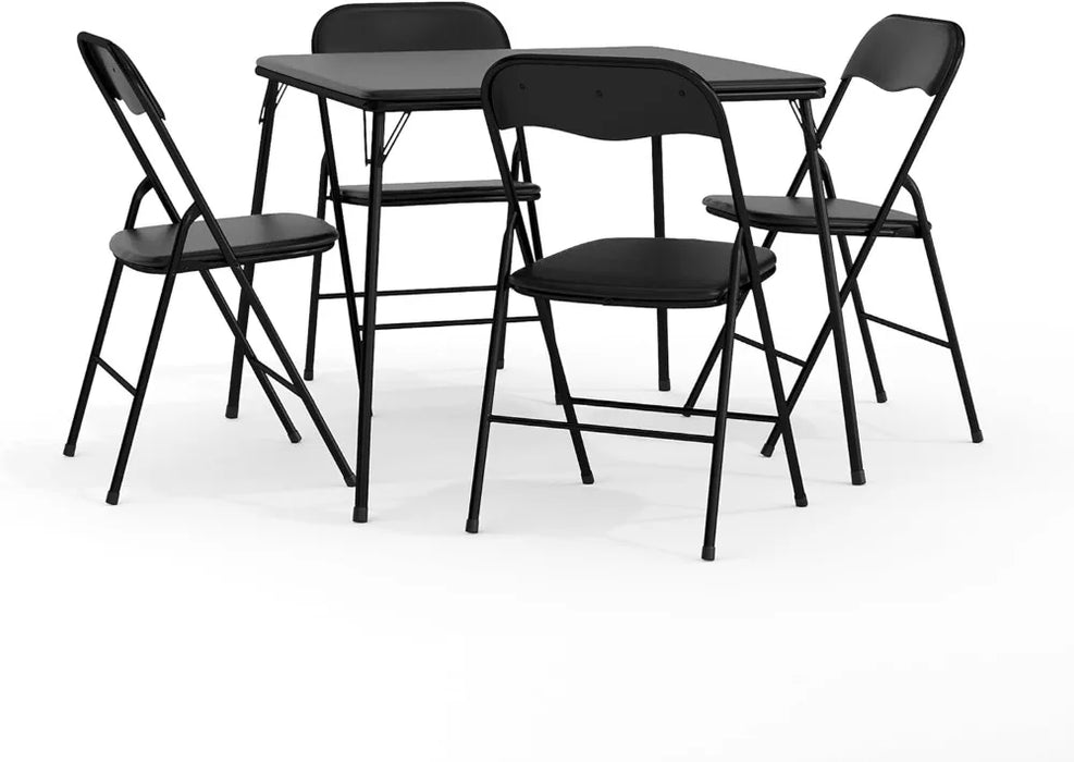 5 Piece Navy Folding Card Table and Chair Set