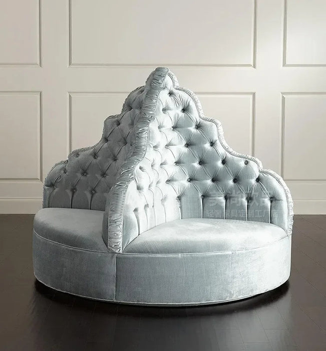 Custom-made American country shop shaped card seat art velvet zipper multi-person shoe stool complete silver round sofa