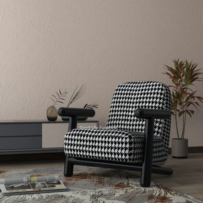 Creative Simple Light Luxury Casual Designer Sofa Chair Minimalist Living Room Thousand Bird Lattice Single Sofa Chair