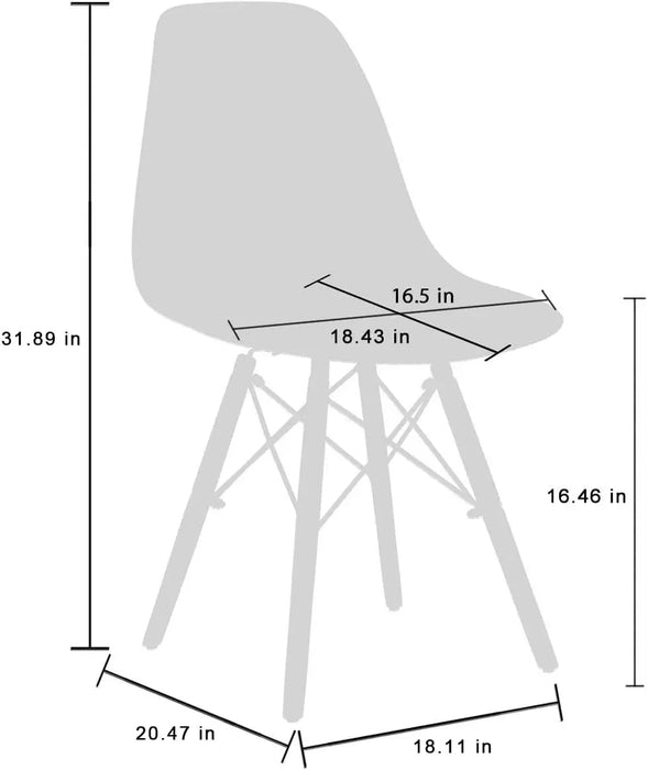 Modern Mid-Century Shell Lounge Plastic Side Dining-Chairs, Set of 4, Beige