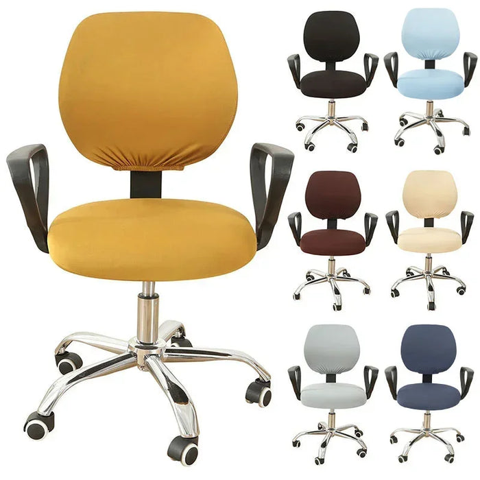 2-piece Split Office Chair Covers Elastic Stretch Computer Chair Covers Universal Solid Color Seat Cover Housse De Chaise