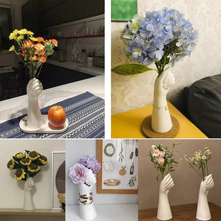 Nordic Style Ceramics Vase Modern Creative Hand Vase Flowers Arrangement Home Decor Office Desktop Living Room Ornament Gifts