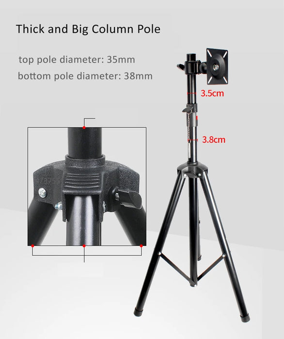 DL-ST100 10"-27" TV Tripod stand on floor LCD Monitor holder height adjustable 180cm 150cm 120cm 360 rotate tilt swivel steel