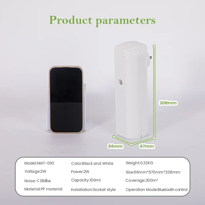 New 300m³ Bluetooth APP Wall Hanging Aroma Diffuser Room Fragrance 100ML Perfume Air Freshener Home Flavoring Smell Distributor