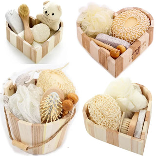 Christmas new year birthday valentines day mothers day Natural  Wooden Bucket-packed Spa Set Body Skin Cleaning spa Bath Gifts