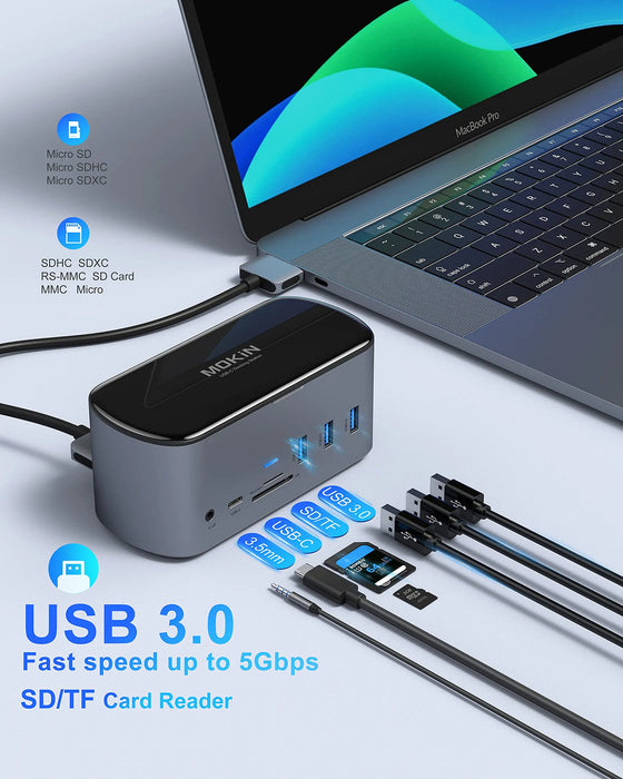 MacBook Docking Station, USB C Docking Station Triple Monitors for MacBook Pro/Air Thunderbolt 3/4 Dock with SSD Enclosure,HDMI