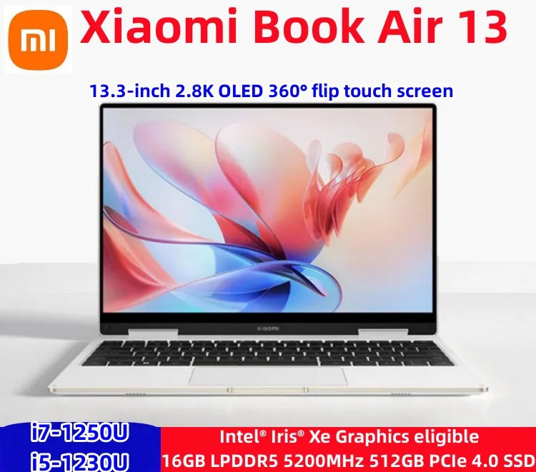 NEW Xiaomi Book Air 13 2022 Laptop intel i7-1250U/ i5-1230U 16GB 512G SSD 13.3" 2.8K OLED 360° flip Thouch Screen MI Notebook