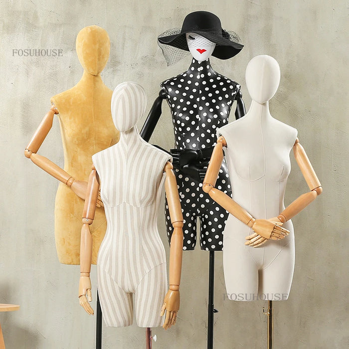 Mannequins Body for High-end Clothing Store Model Props Female Upper-body Window Display Stand with Head Dummy Mannequin Stand U