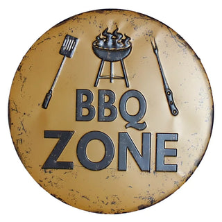 BBQ Zone Retro Plaque Metal Tin Signs Cafe Bar Pub Signboard Wall Decor Vintage Nostalgia Round Plates Christmas Gift 30CM R006