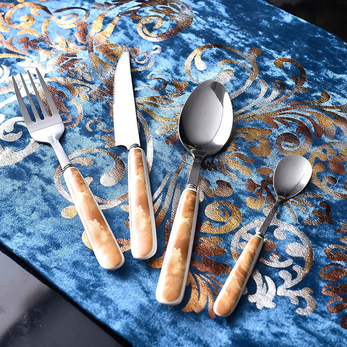 Cutlery set For 1 People Art Porcelain Dinnerware Set Fork Spoon Knife Set Flatware Cup Sets Utensils for Kitchen