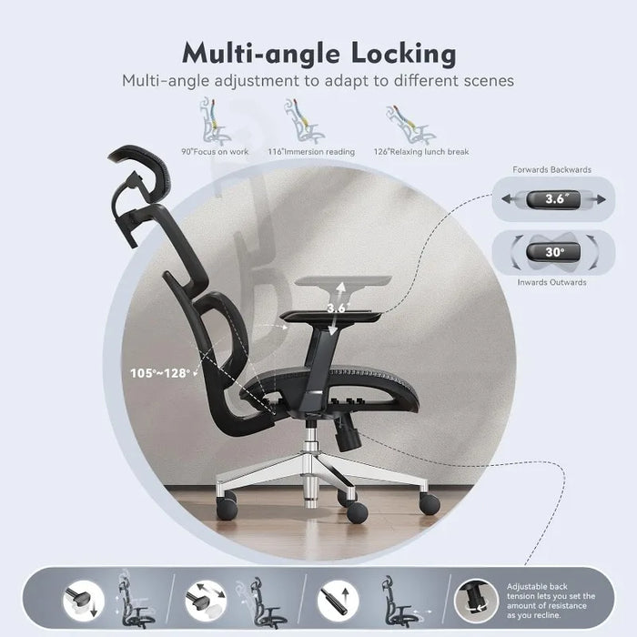 TONFARY Ergonomic Office Chair, Home Office Desk Chair with Lumbar Support, Adjustable Headrest Ergonomic