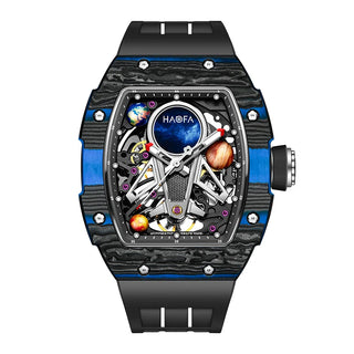 Haofa Automatic Mechanical Watch for Men 3D Interstellar Hollow Watch Carbon Fiber Sapphire Waterproof Luminous Casual Men Watch