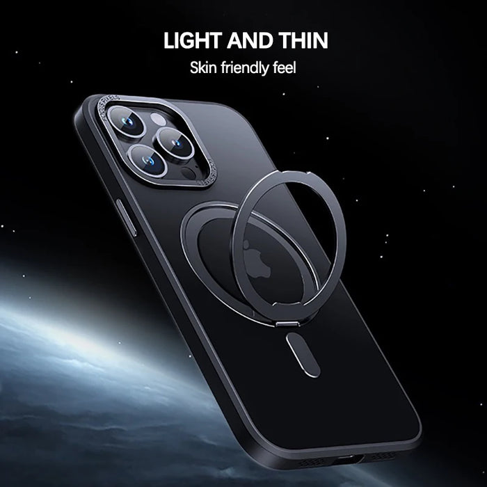 Magnetic Frosted 360° Bracket Case For Iphone 15 14 13 12 Pro Max Plus Samsung Galaxy S23 Ultra Transparent PC Cover For Magsafe