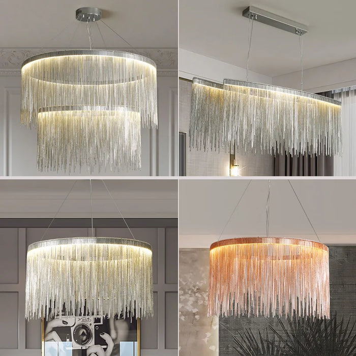 Modern Ceiling Chandelier Chains Kitchen LED Pendant Lights Kitchen Living Room Decoration Chain Ceiling Metal Chandelier