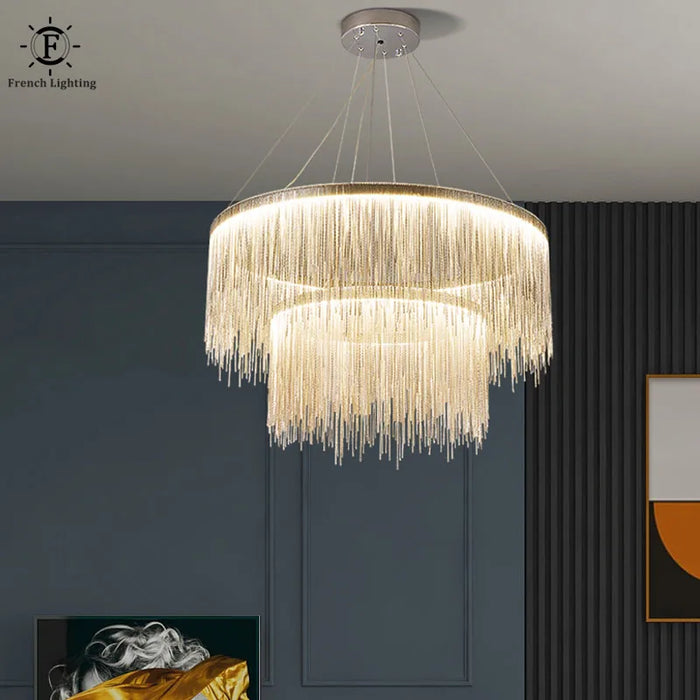 Modern Ceiling Chandelier Chains Kitchen LED Pendant Lights Kitchen Living Room Decoration Chain Ceiling Metal Chandelier