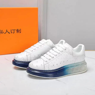 BATMO 2023 new arrival Fashion Ostrich skin causal shoes men,male Genuine leather White Sneaker PDD105